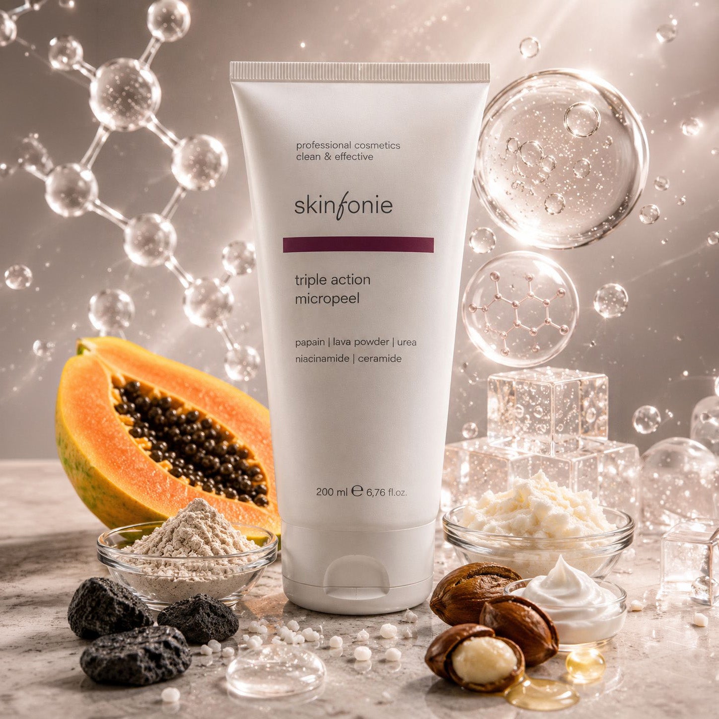 Skinfonie | triple action micropeel | papain & lava powder