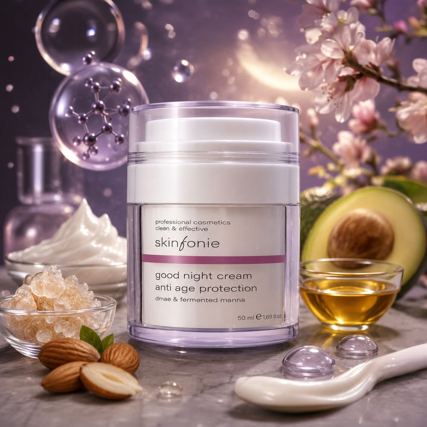 Skinfonie | good night cream | dmae & fermented  manna