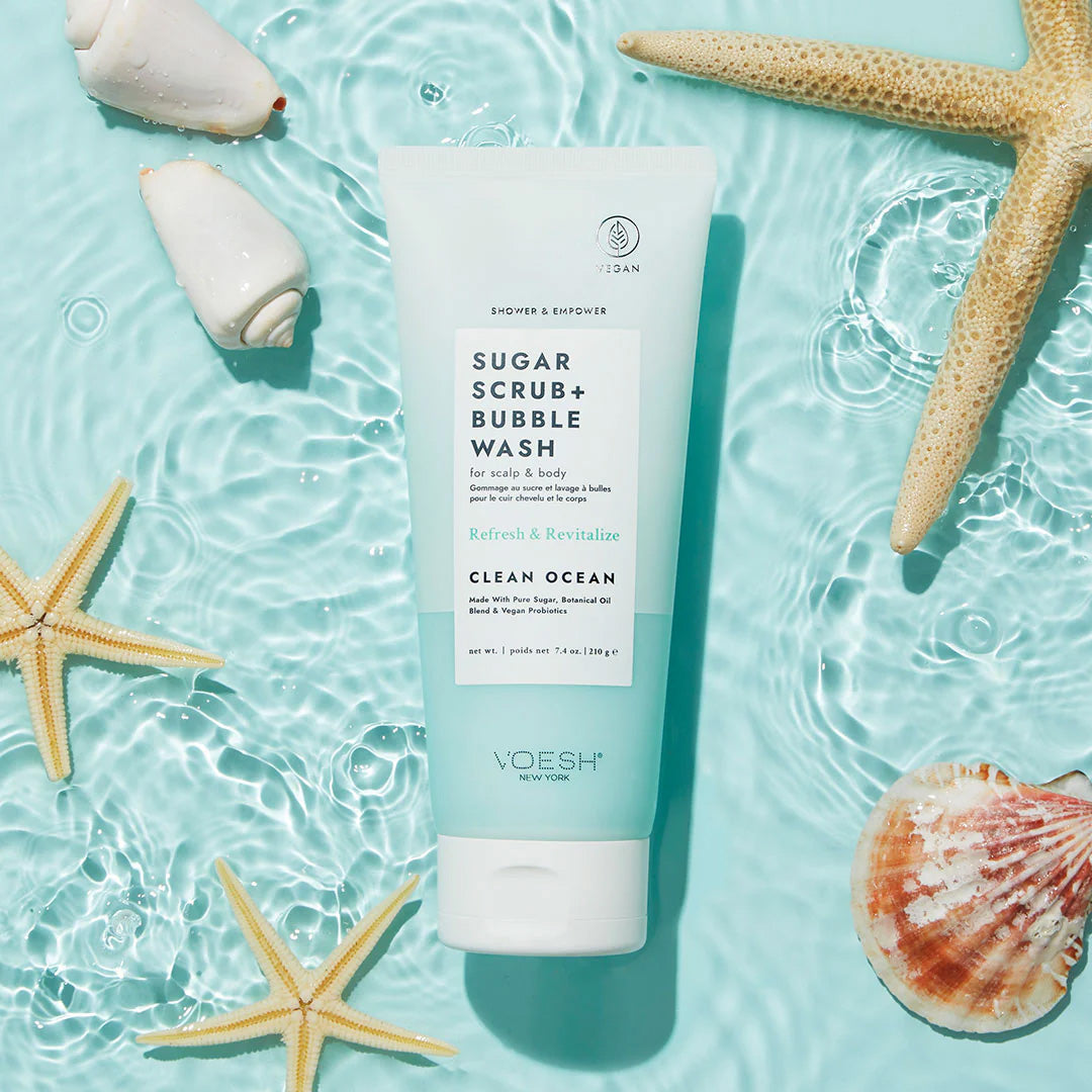 Sugar Scrub + Bubble Wash For Scalp and Body - Clean Ocean