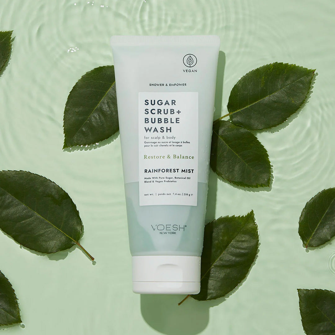 Sugar Scrub + Bubble Wash For Scalp and Body - Rainforest Mist