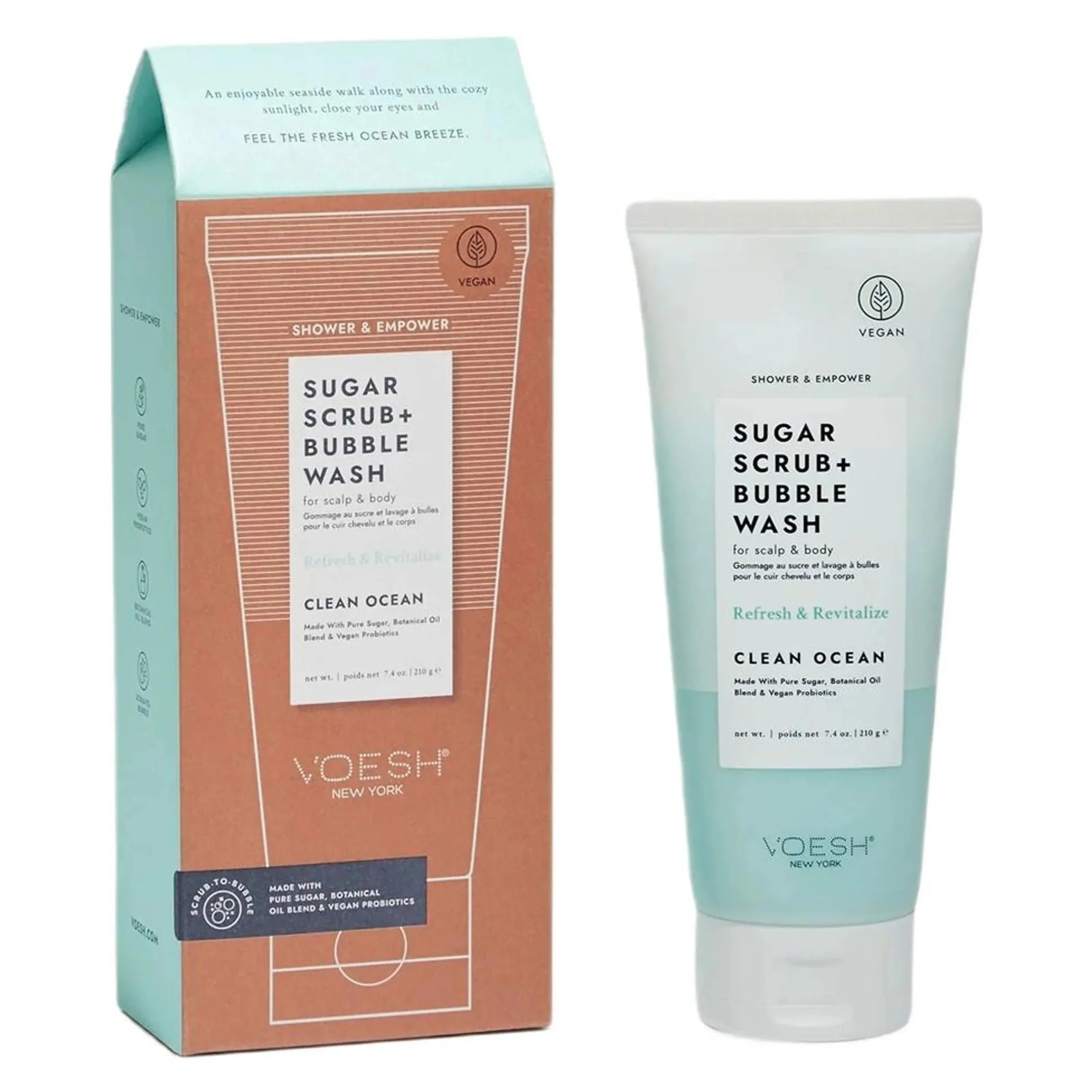 Sugar Scrub + Bubble Wash For Scalp and Body - Clean Ocean